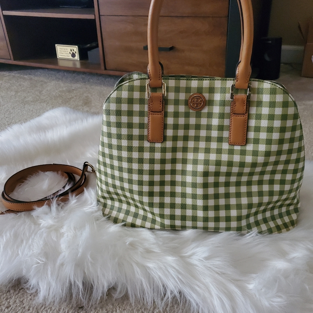 Tory NWOT Tory Burch Kerrington Gingham Dome Satchel - Picture 14 of 16